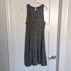 Athleta Santorini Green Black Print Swing Dress sz M